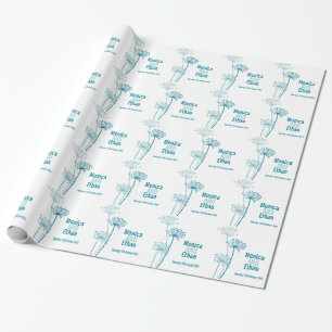 Chervil teal modern wedding names gift paper
