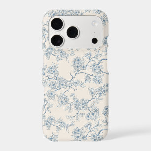 Chery blossom branches in blue and off white