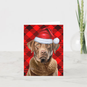Chesapeak Bay Retriever Buffalo Plaid Christmas Holiday Card