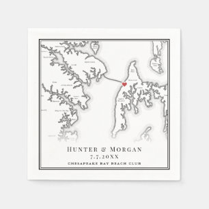 Chesapeake Bay Beach Club Black White Wedding Napkin