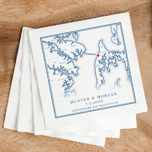 Chesapeake Bay Beach Club Navy Blue Wedding Napkin