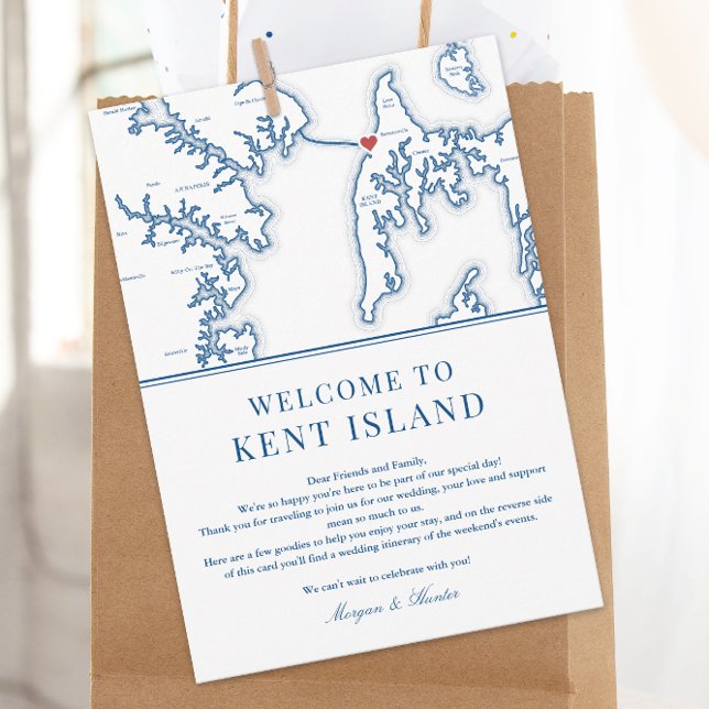 Chesapeake Bay Beach Club Wedding Welcome Schedule Thank You Card (Chesapeake Bay Beach Club Wedding Welcome Letter and Weekend Events Itinerary in Elegant Navy Blue)