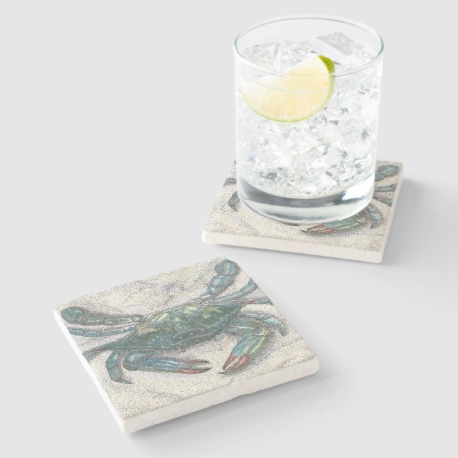 Chesapeake Bay Blue Crab Stone Coaster (Side)