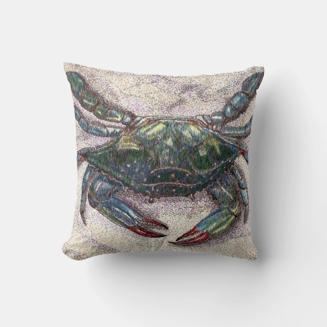 Chesapeake Bay Blue Crab Throw Pillow (Front)