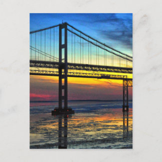 Chesapeake Bay Bridge Icy Sunset Silhouette Postcard