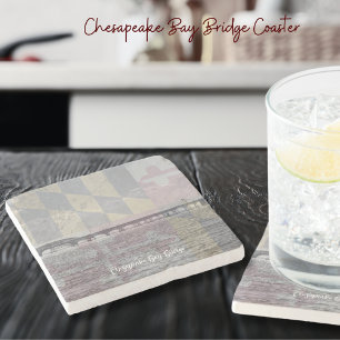 Chesapeake Bay Bridge Maryland Flag Stone Coaster