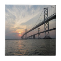 Chesapeake Bay Bridge Sunset Tile