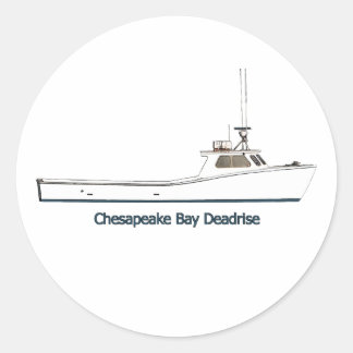Chesapeake Bay Deadrise Boat (titled) Classic Round Sticker