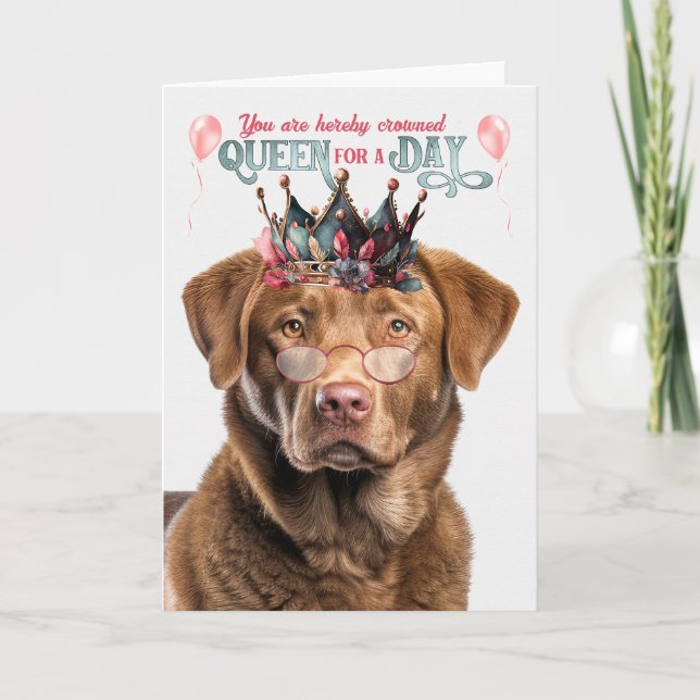 Chesapeake Bay Dog Queen for Day Funny Birthday Card (Front)