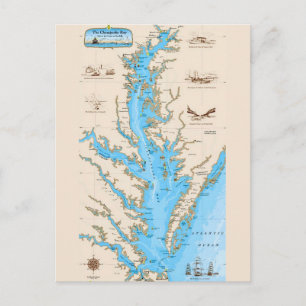 Chesapeake Bay Map Postcard
