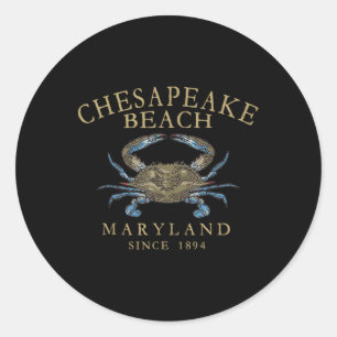Chesapeake Bay Maryland Blue Crab Vintage Arched T Classic Round Sticker