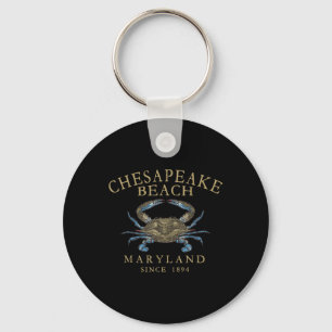 Chesapeake Bay Maryland Blue Crab Vintage Arched T Key Ring