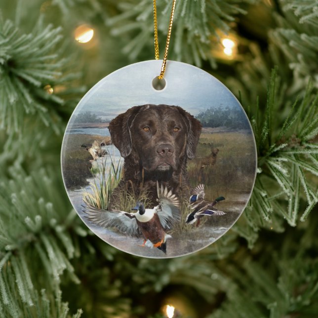 Chesapeake Bay Retriever, Art  Ceramic Ornament (Tree)