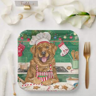 Chesapeake Bay Retriever Baking: Festive Christmas Paper Plate