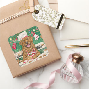 Chesapeake Bay Retriever Baking: Festive Christmas Square Sticker