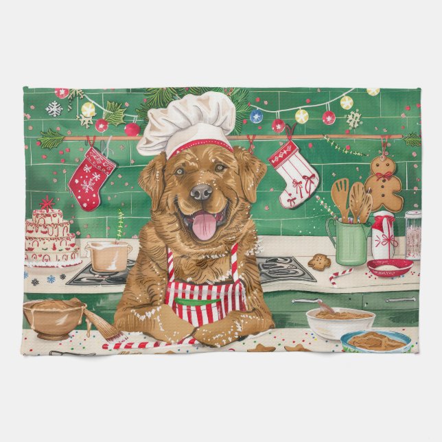 Chesapeake Bay Retriever Baking: Festive Christmas Tea Towel (Horizontal)