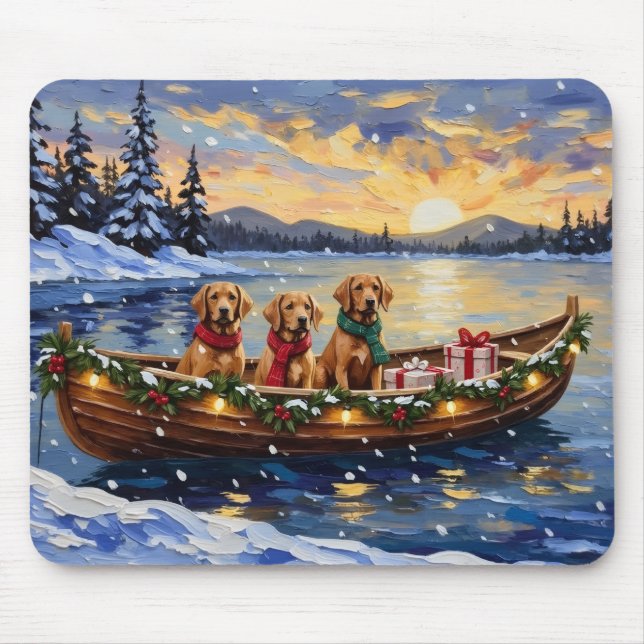 Chesapeake Bay Retriever Christmas Boat Holiday Mouse Pad (Front)