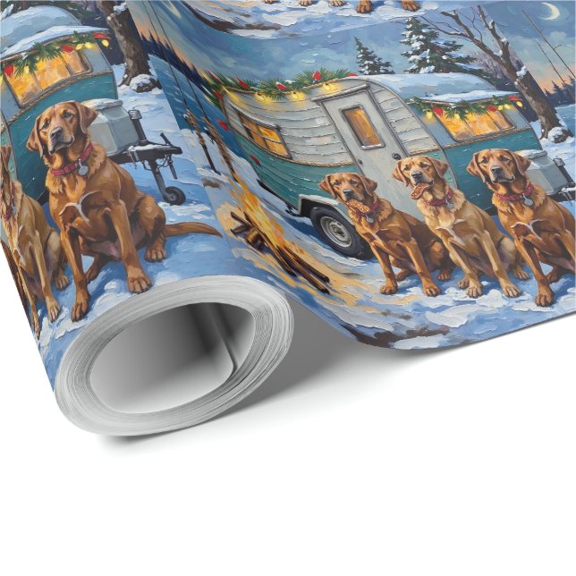 Chesapeake Bay Retriever Christmas Camping Camper  Wrapping Paper (Roll Corner)