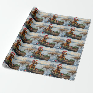 Chesapeake Bay Retriever Christmas Hunting Boat Wrapping Paper