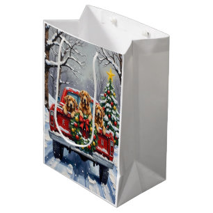 Chesapeake Bay Retriever Christmas Red Truck  Medium Gift Bag