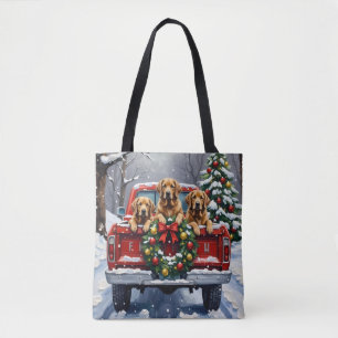 Chesapeake Bay Retriever Christmas Red Truck Tote Bag
