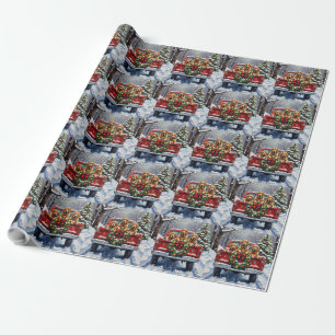 Chesapeake Bay Retriever Christmas Red Truck Wrapping Paper