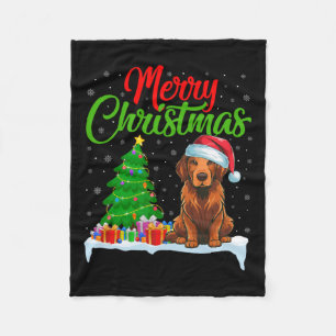 Chesapeake Bay Retriever Christmas Tree Light Xmas Fleece Blanket