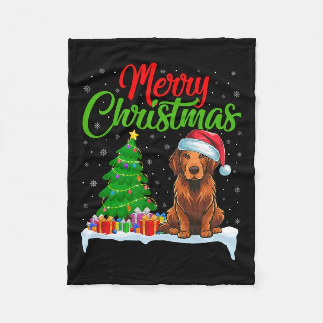 Chesapeake Bay Retriever Christmas Tree Light Xmas Fleece Blanket (Front)