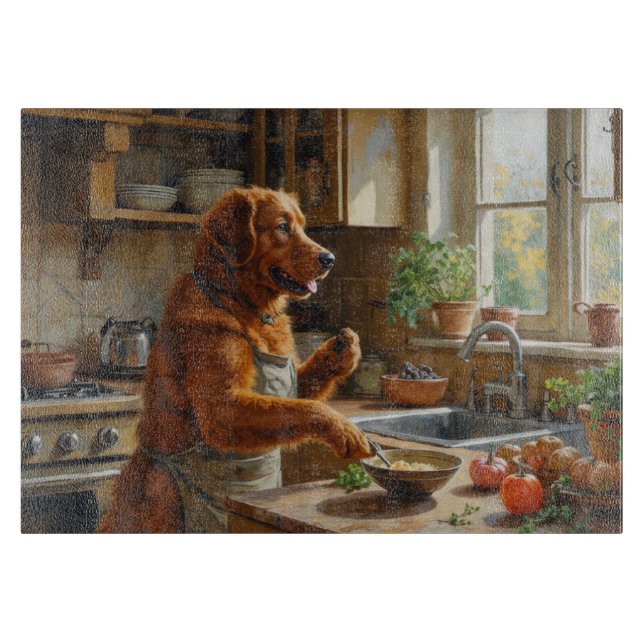 Chesapeake Bay Retriever Cooking in Kitchen Cutting Board (Front)