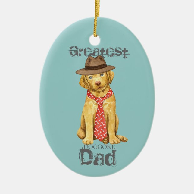 Chesapeake Bay Retriever Dad Ceramic Ornament (Front)