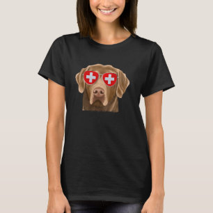 Chesapeake Bay Retriever Dog Switzerland Flag Sung T-Shirt