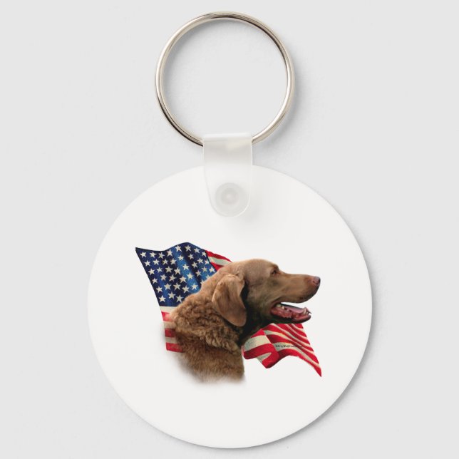 Chesapeake Bay Retriever Flag Key Ring (Front)
