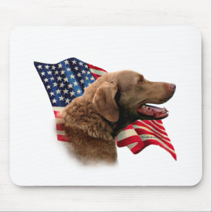 Chesapeake Bay Retriever Flag Mouse Pad