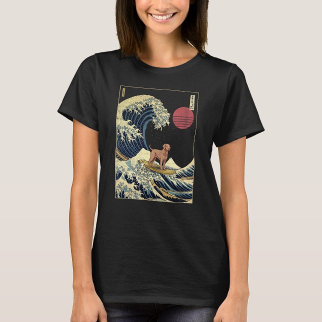Chesapeake Bay Retriever Japanese Kanagawa Wave Fu T-Shirt (Front)