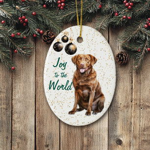 Chesapeake Bay Retriever Joy to the World Holiday Ceramic Ornament