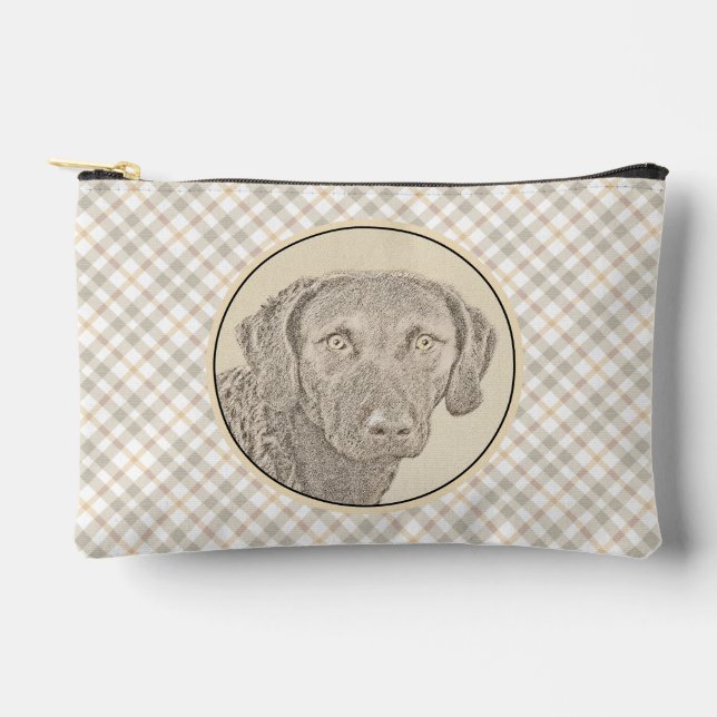 Chesapeake Bay Retriever Painting Original Dog Art Accessory Pouch (Front)