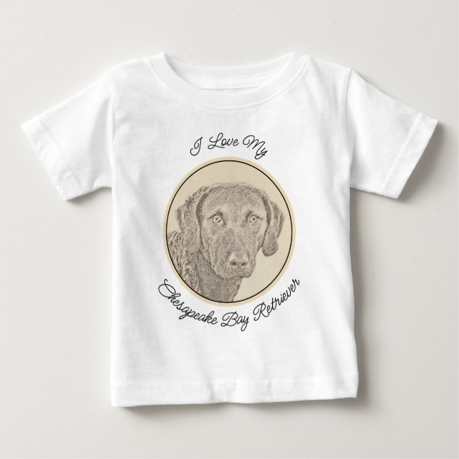 Chesapeake Bay Retriever Painting Original Dog Art Baby T-Shirt (Front)
