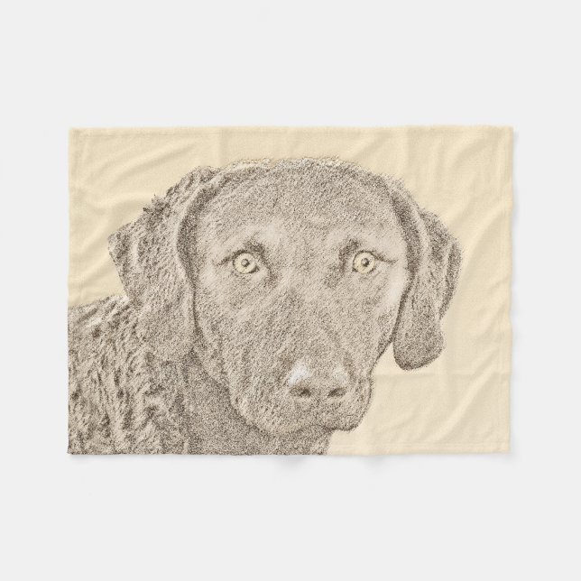 Chesapeake Bay Retriever Painting Original Dog Art Fleece Blanket (Front (Horizontal))
