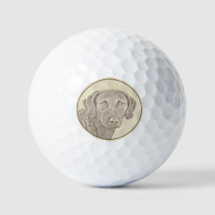Chesapeake Bay Retriever Painting Original Dog Art Golf Balls