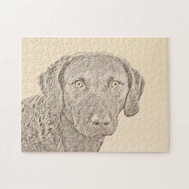Chesapeake Bay Retriever Painting Original Dog Art Jigsaw Puzzle (Horizontal)