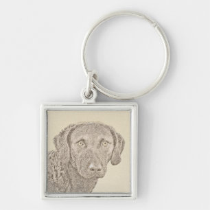 Chesapeake Bay Retriever Painting Original Dog Art Key Ring