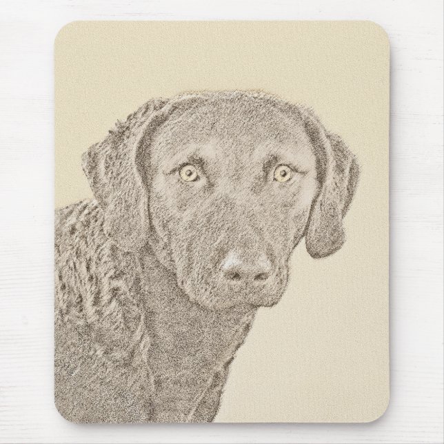 Chesapeake Bay Retriever Painting Original Dog Art Mouse Pad (Front)