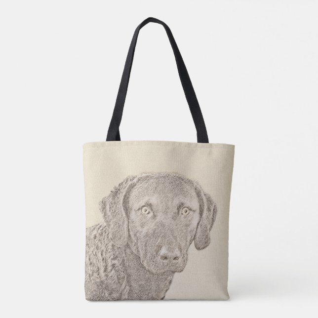 Chesapeake Bay Retriever Painting Original Dog Art Tote Bag (Back)