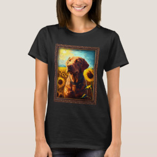 Chesapeake Bay Retriever Painting Sunflower Flower T-Shirt