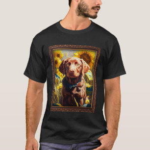 Chesapeake Bay Retriever Painting Sunflower Flower T-Shirt