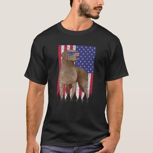 Chesapeake Bay Retriever Patriotic Dog USA America T-Shirt (Front)