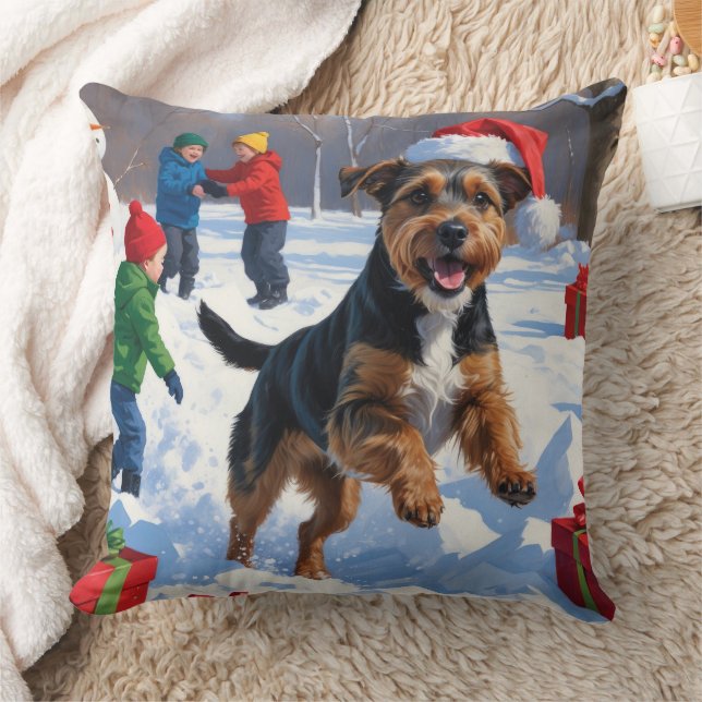 Chesapeake Bay Retriever Snow with Christmas Hat Cushion (Blanket)