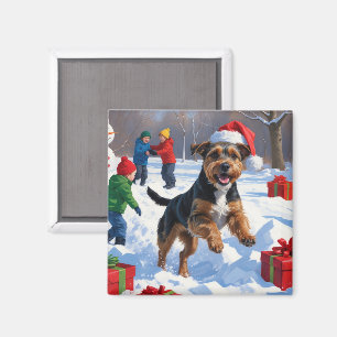 Chesapeake Bay Retriever Snow with Christmas Hat Magnet