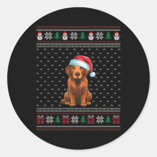 Chesapeake Bay Retriever Wearing Santa Hat Xmas Do Classic Round Sticker