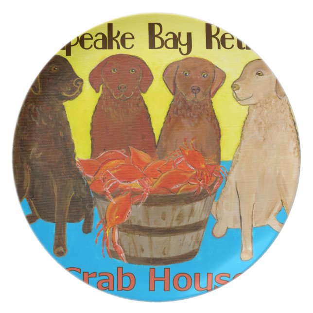 Chesapeake Bay Retriver Crabhouse Plate (Front)